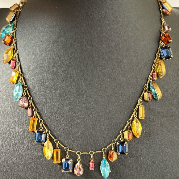 Serafina Jewel tone multicolor Necklace Plus matching clip earrings. - Picture 2 of 5